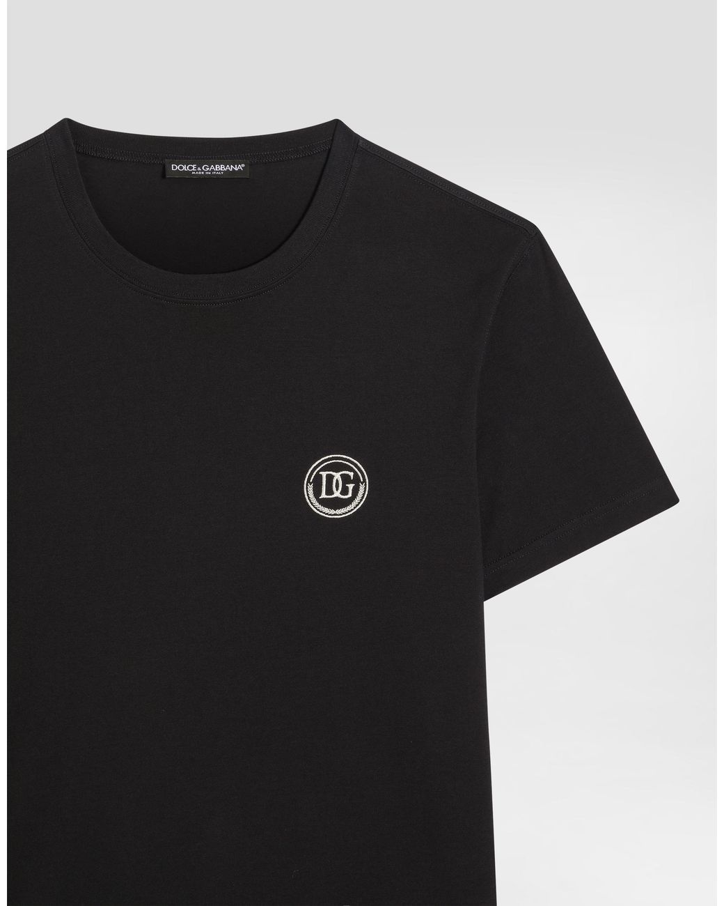 Dolce & Gabbana Black Short-Sleeved T-Shirt With Dg Embroidery for men