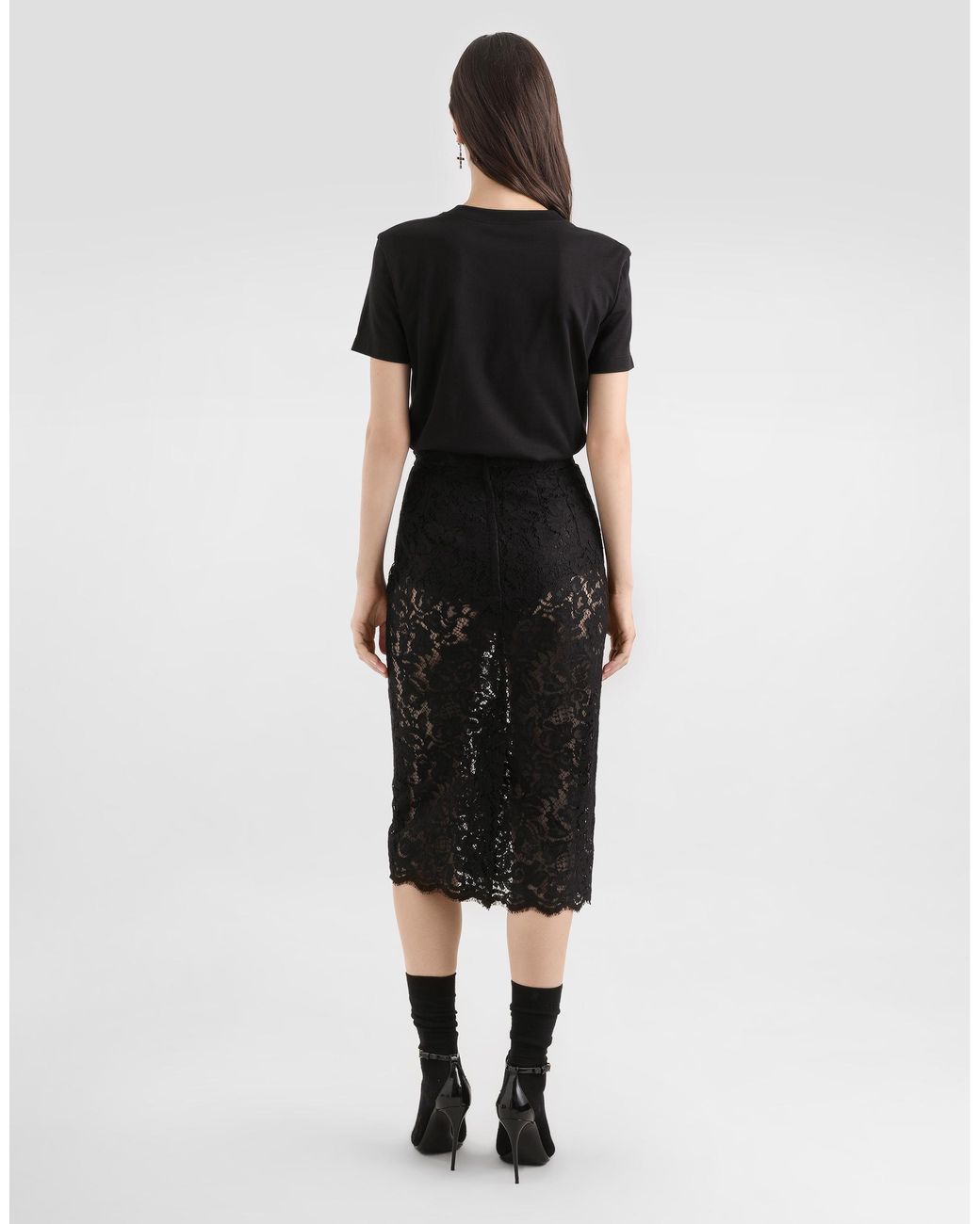 Dolce & Gabbana Black Jersey T-Shirt Mit Stickerei