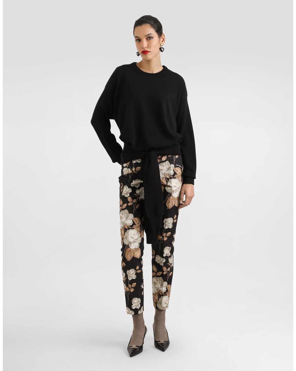 Dolce & Gabbana Multicolor Vintage Rose- Brocade Trousers
