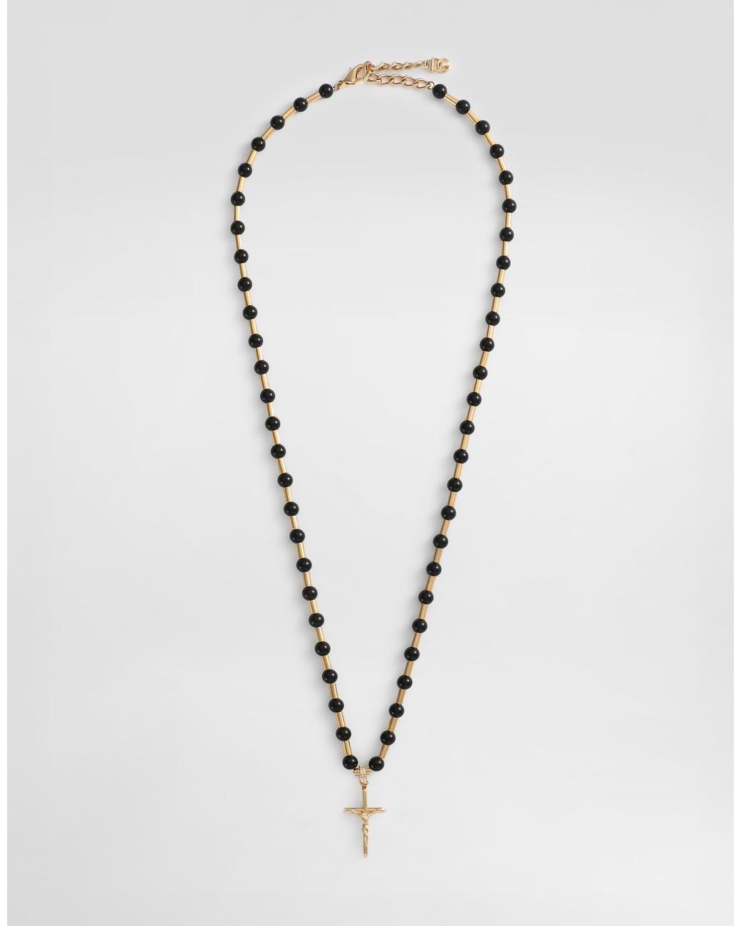 Dolce & Gabbana White Metal Necklace With Logo for men