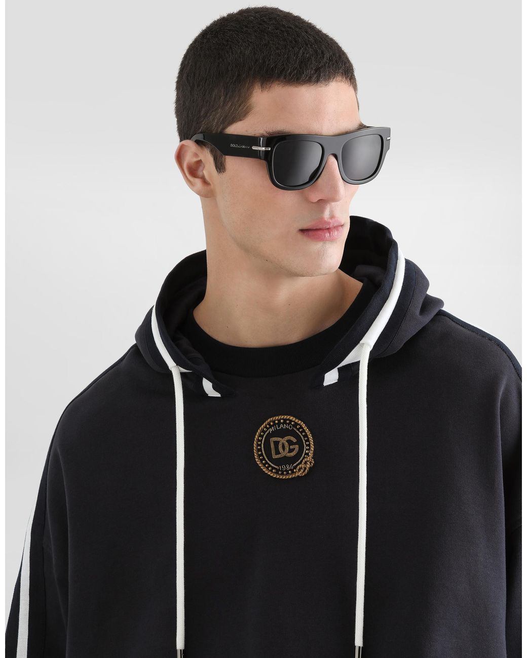 Dolce & Gabbana Black Cotton Hooded Sweatshirt for men
