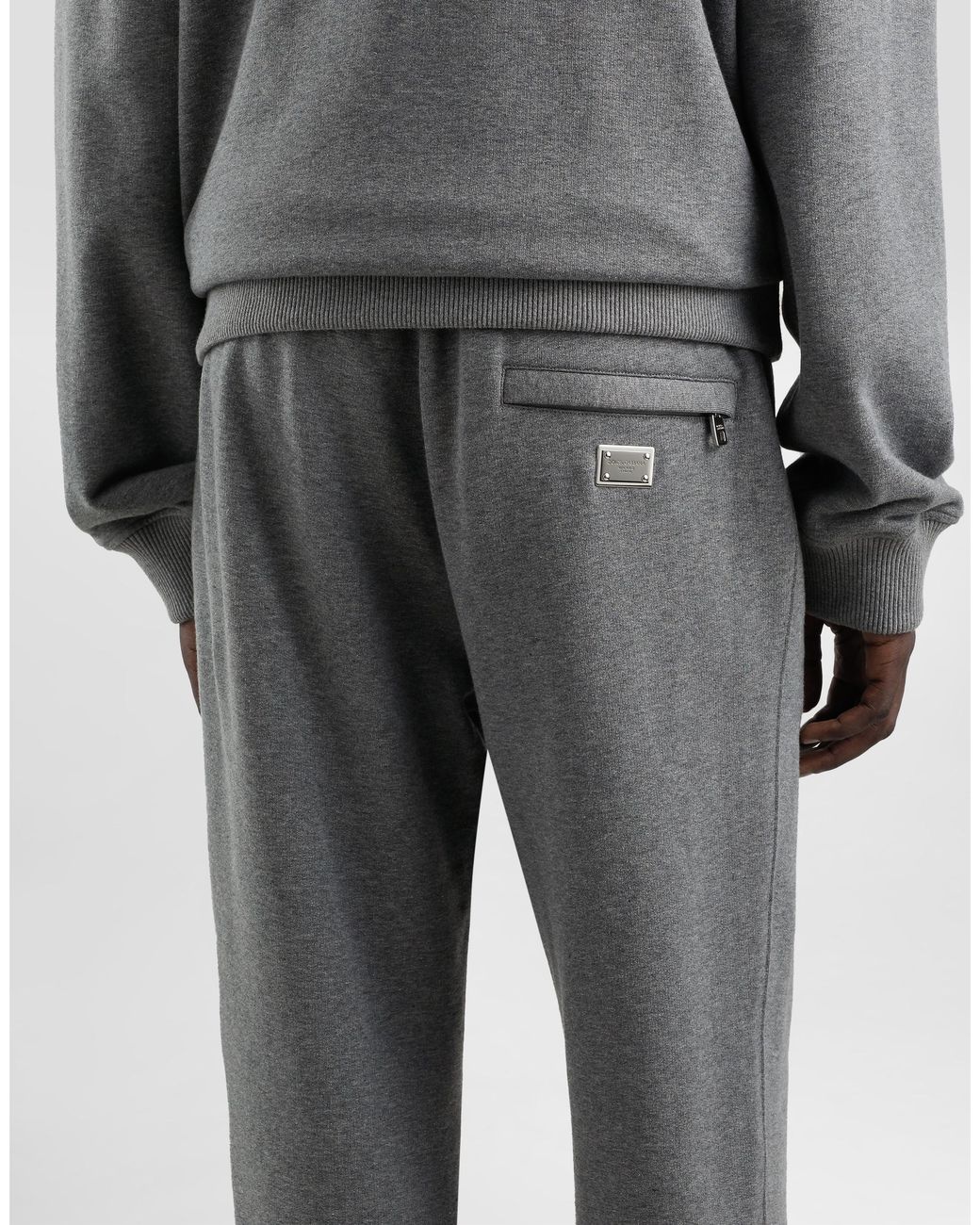 Dolce & Gabbana Jogginghose Aus Stretchjersey Mit Plakette in Gray für Herren