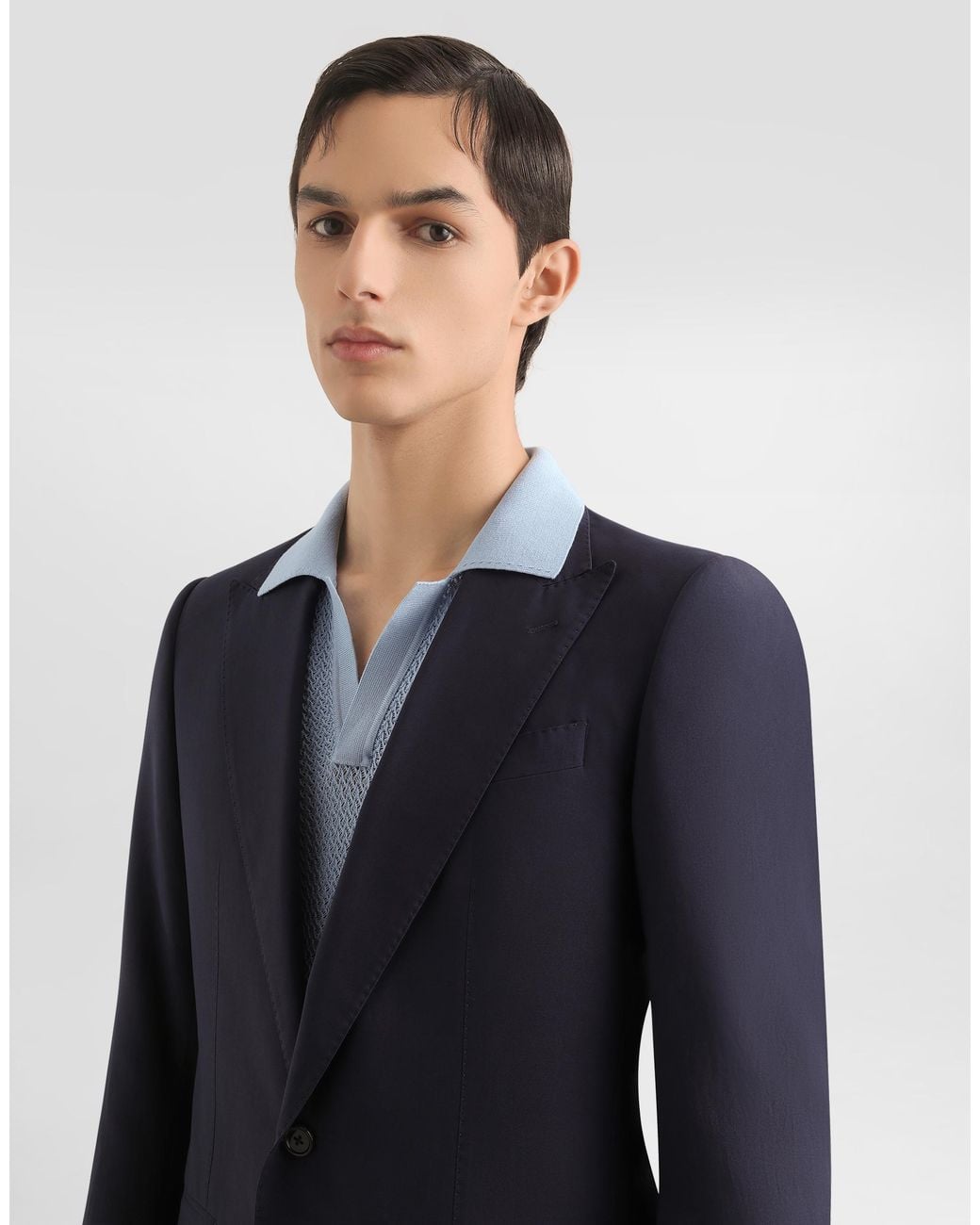 Dolce & Gabbana Blue Single-Breasted Silk-Blend Gabardine Taormina Jacket for men