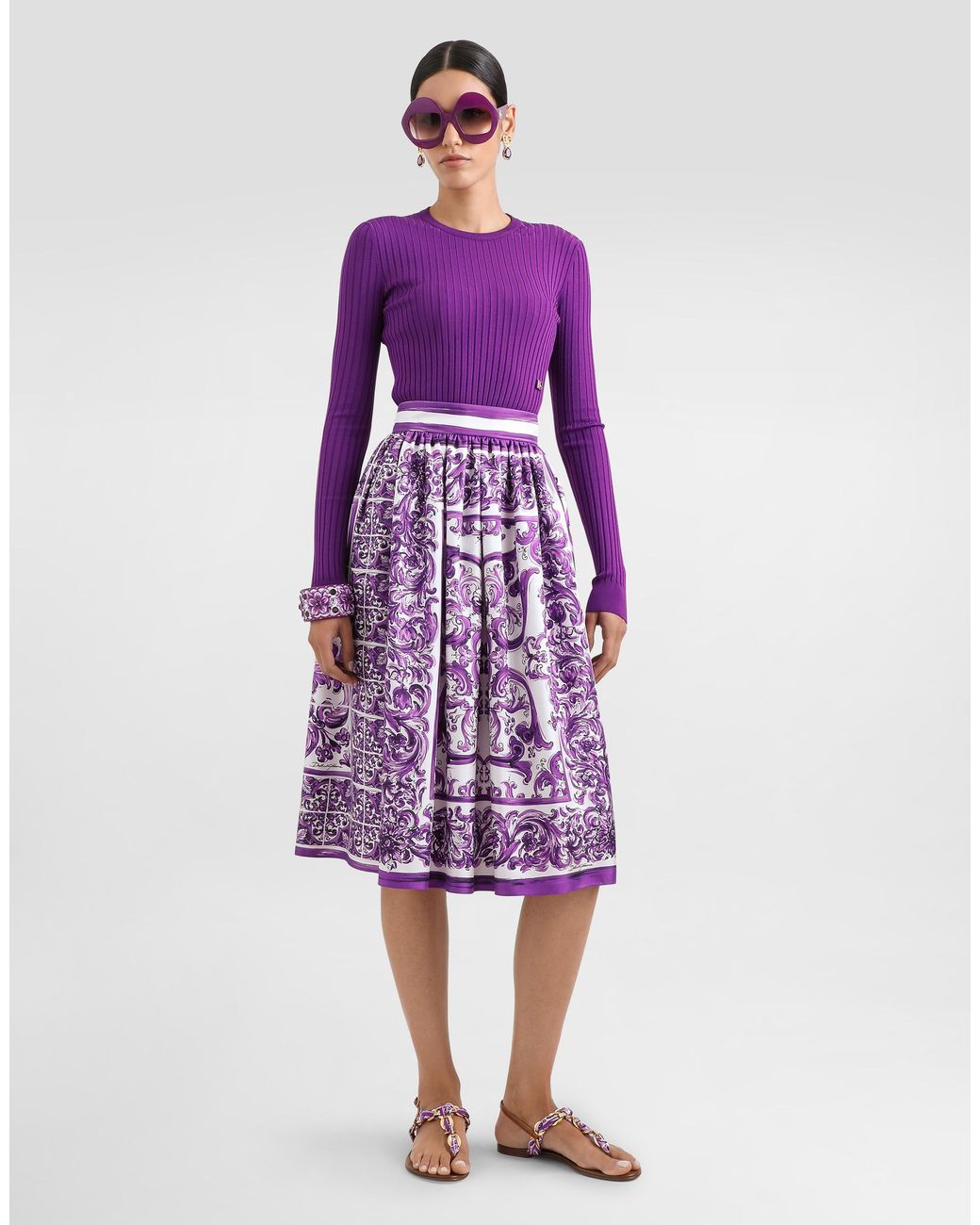 Dolce & Gabbana Purple Logo-Plaque Jumper