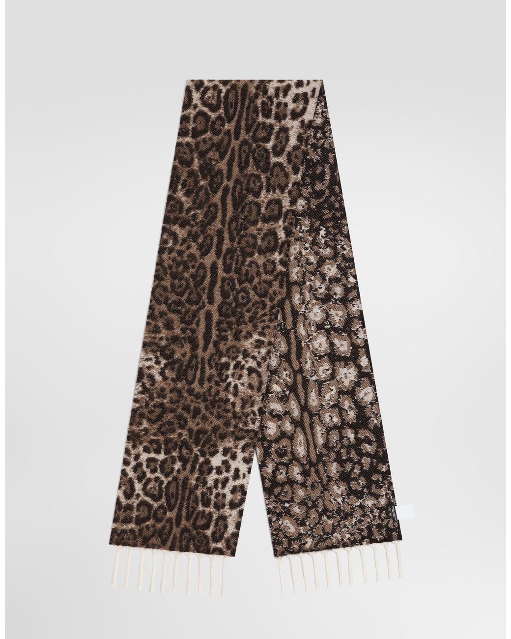 Dolce & Gabbana Brown Leopard Wool Jacquard Stole