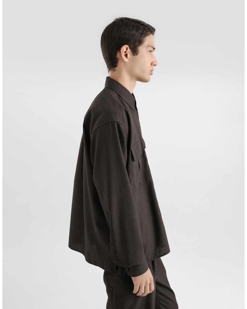 Dolce & Gabbana Black Virgin Wool Canvas Shirt for men