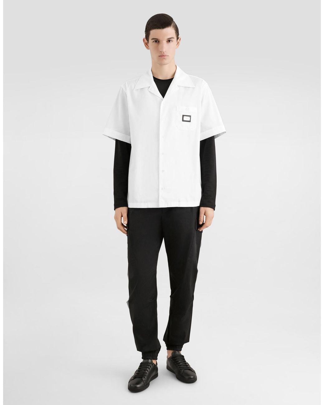 Dolce & Gabbana Black Long-Sleeved T-Shirt With Logo Tag for men