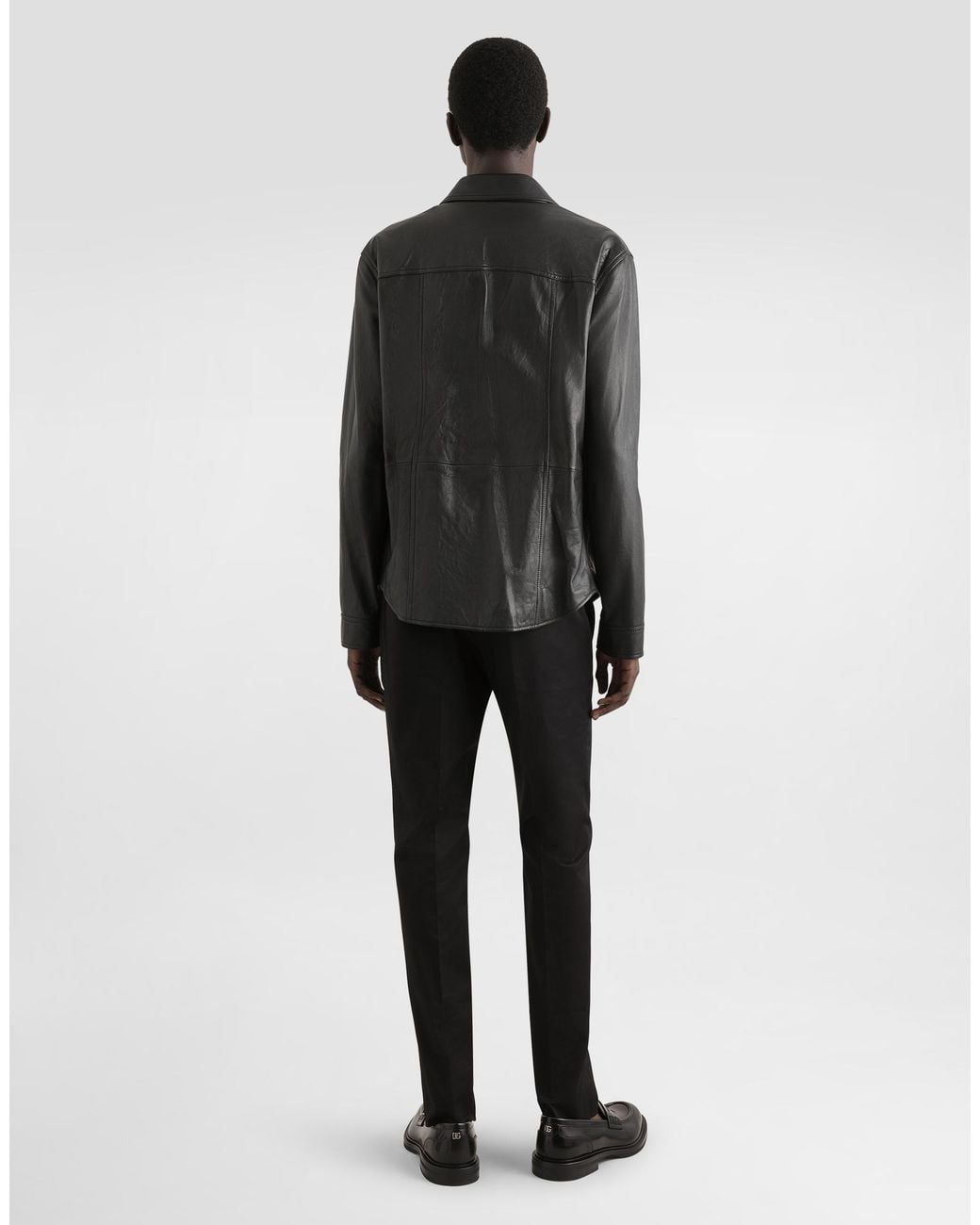 Dolce & Gabbana Lederhemd in Black für Herren