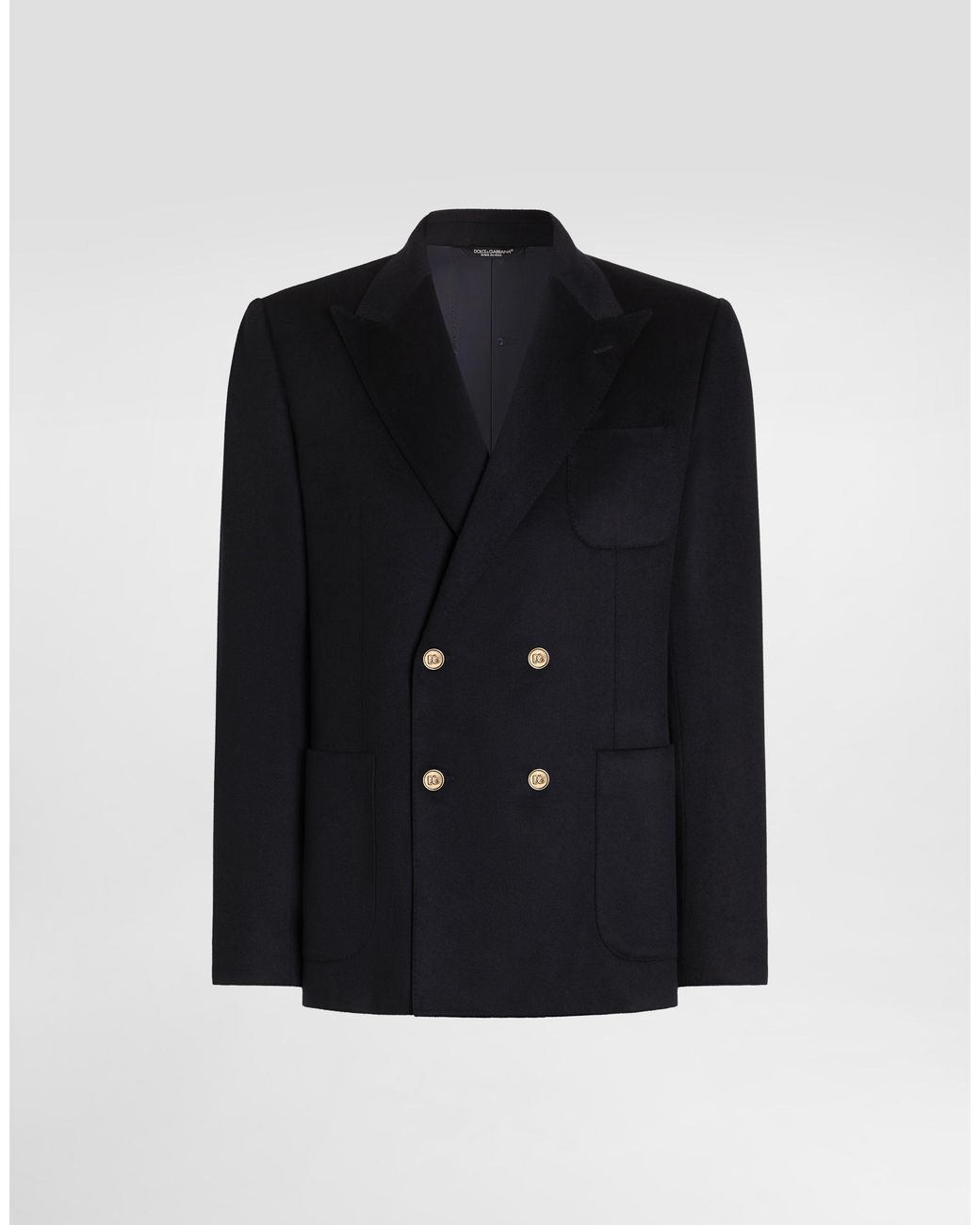 Dolce & Gabbana Black Portofino Double-Breasted Cashmere Jacket for men