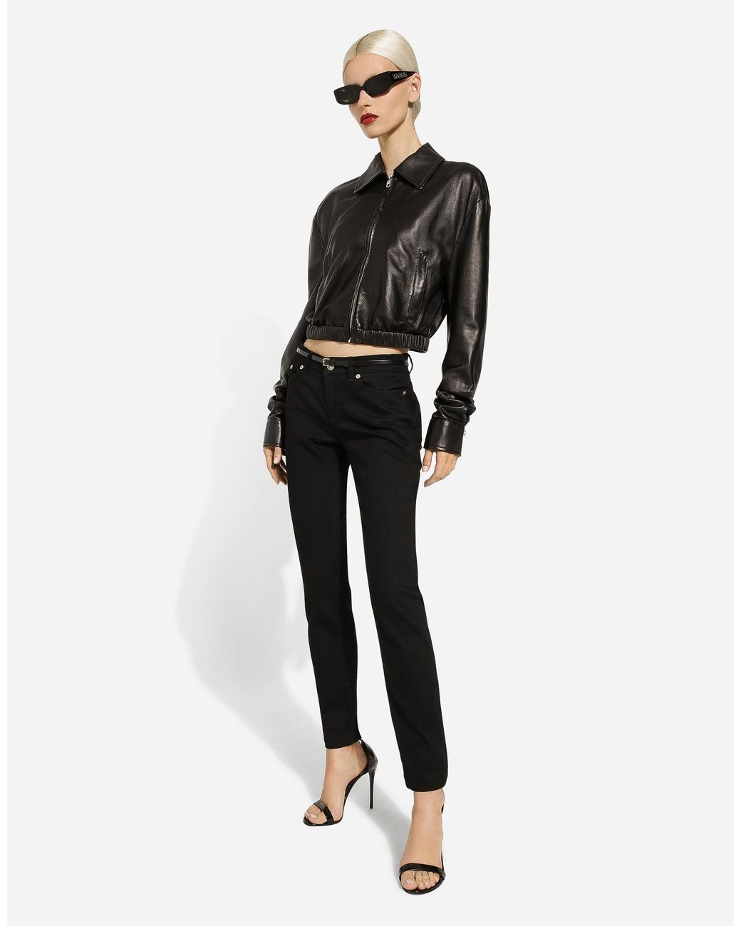 Dolce & Gabbana Black Lambskin Bomber Jacket