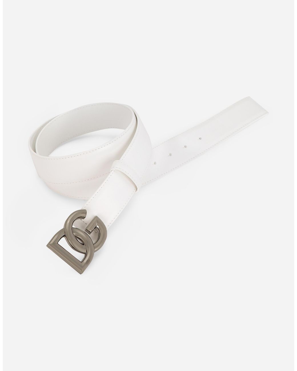 Dolce & Gabbana White Belt With Dg Logo Buckle for men