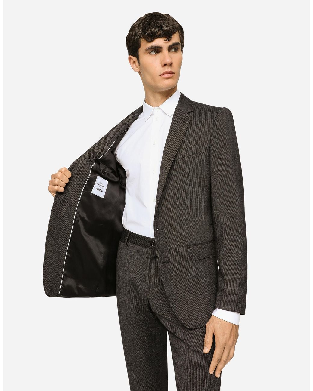 Dolce & Gabbana Black Single-Breasted Pinstripe Wool Martini-Fit Suit for men
