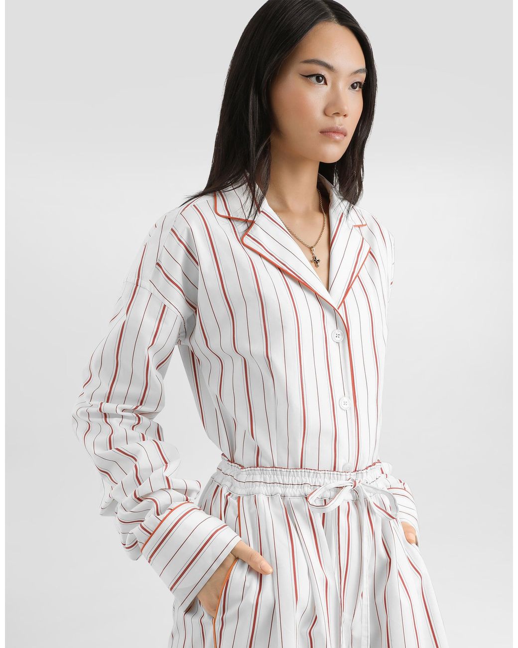 Dolce & Gabbana White Striped Poplin Shirt