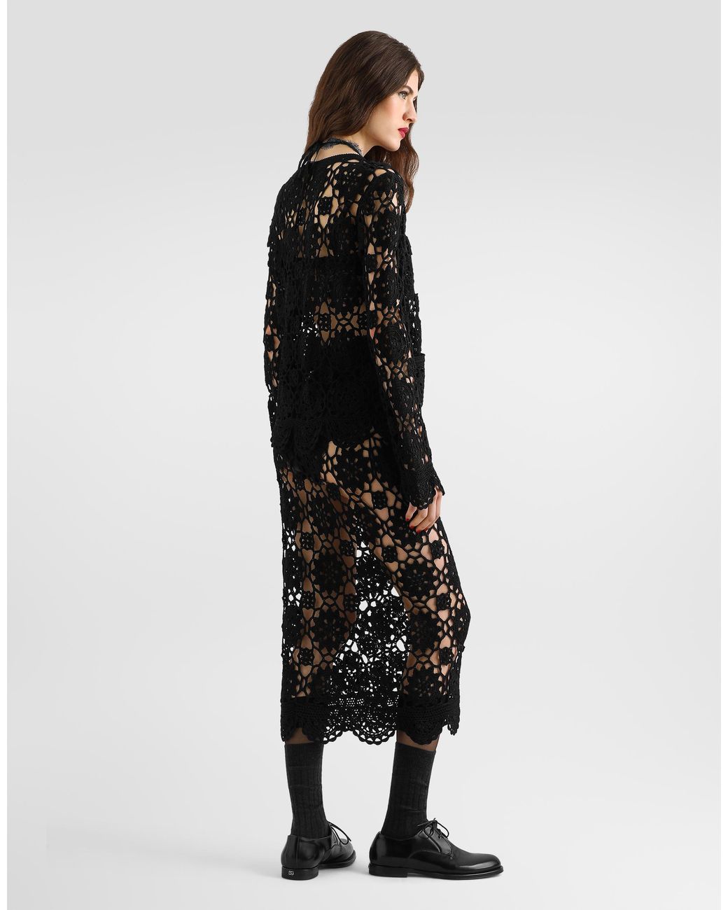 Dolce & Gabbana Black Crochet-Knit Skirt