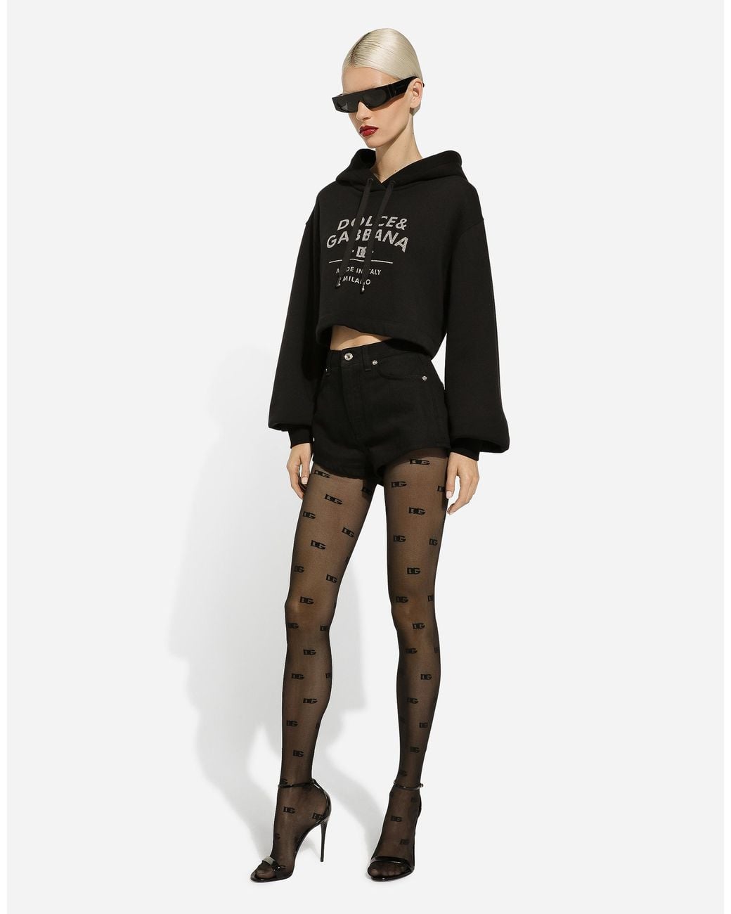 Dolce & Gabbana Black Sweatshirt Aus Jersey Mit Logo-Schriftzug