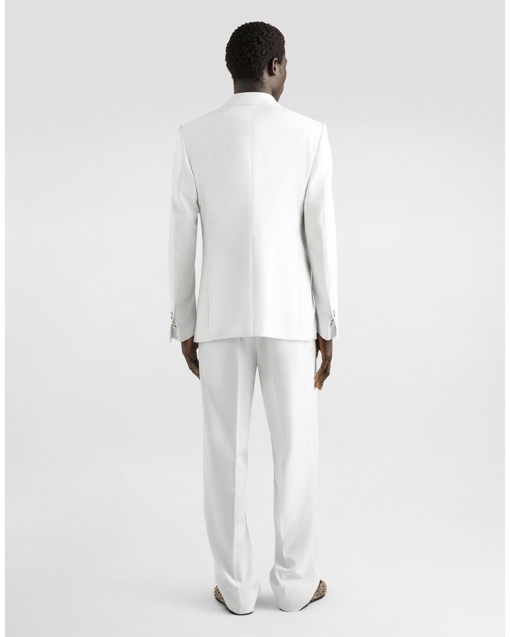 Dolce & Gabbana White Wool Faille Trousers for men