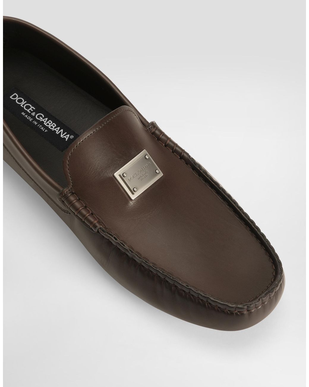 Dolce & Gabbana White Dg Driver Calfskin Loafers for men