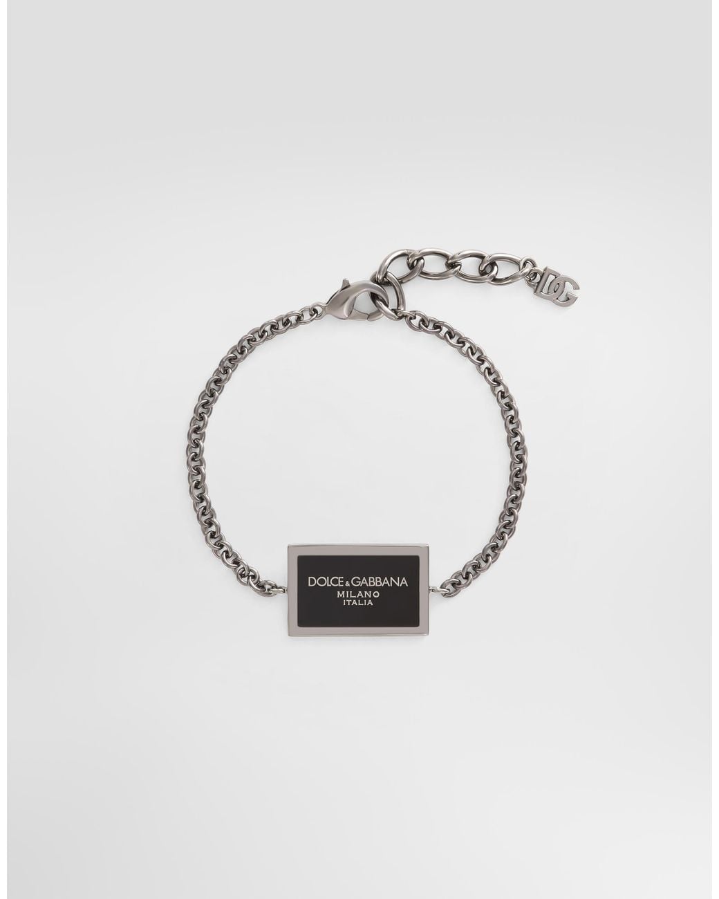 Dolce & Gabbana White Metal Bracelet With Logo for men