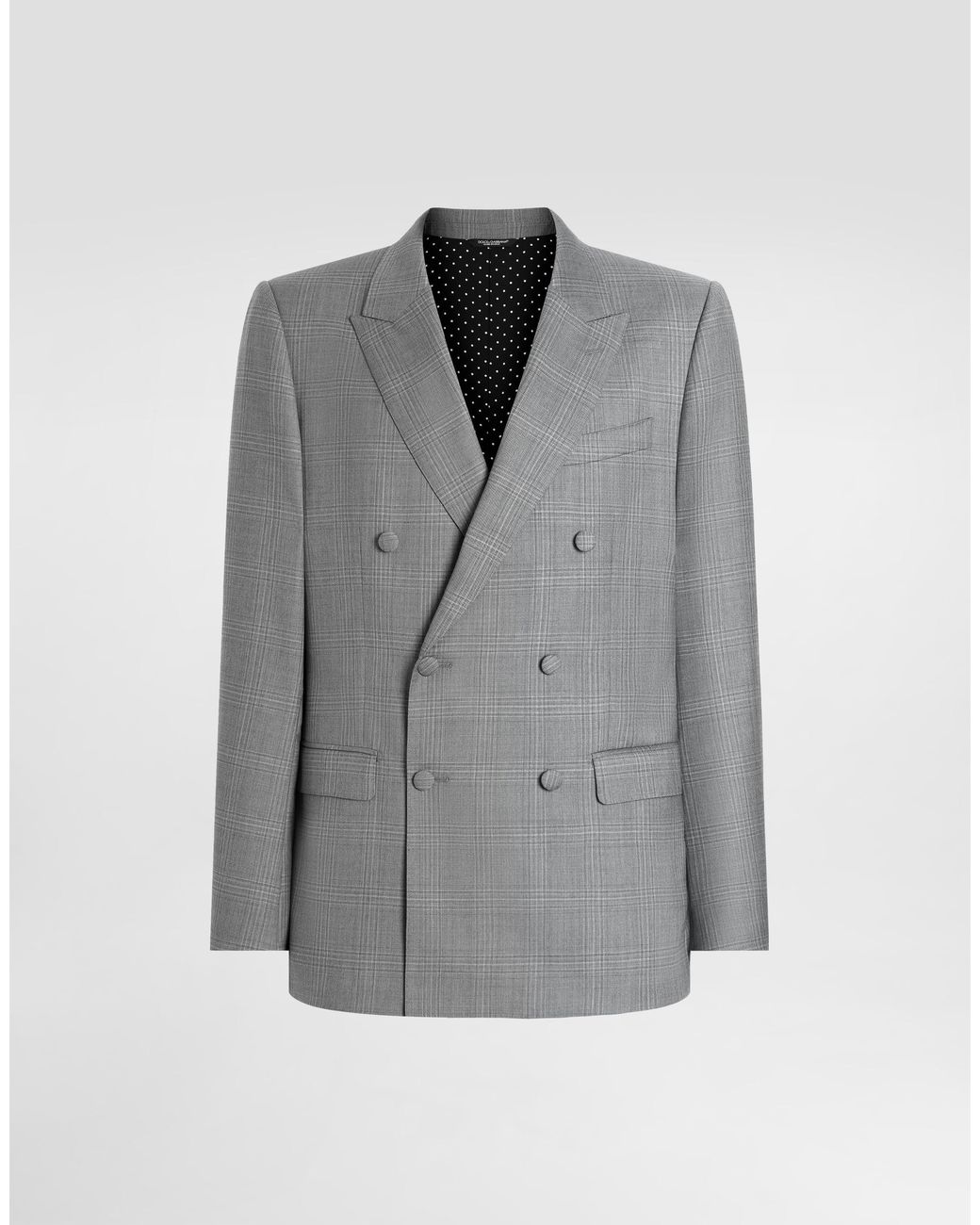 Dolce & Gabbana Gray Double-Breasted New Martini Glen Plaid Jacket for men
