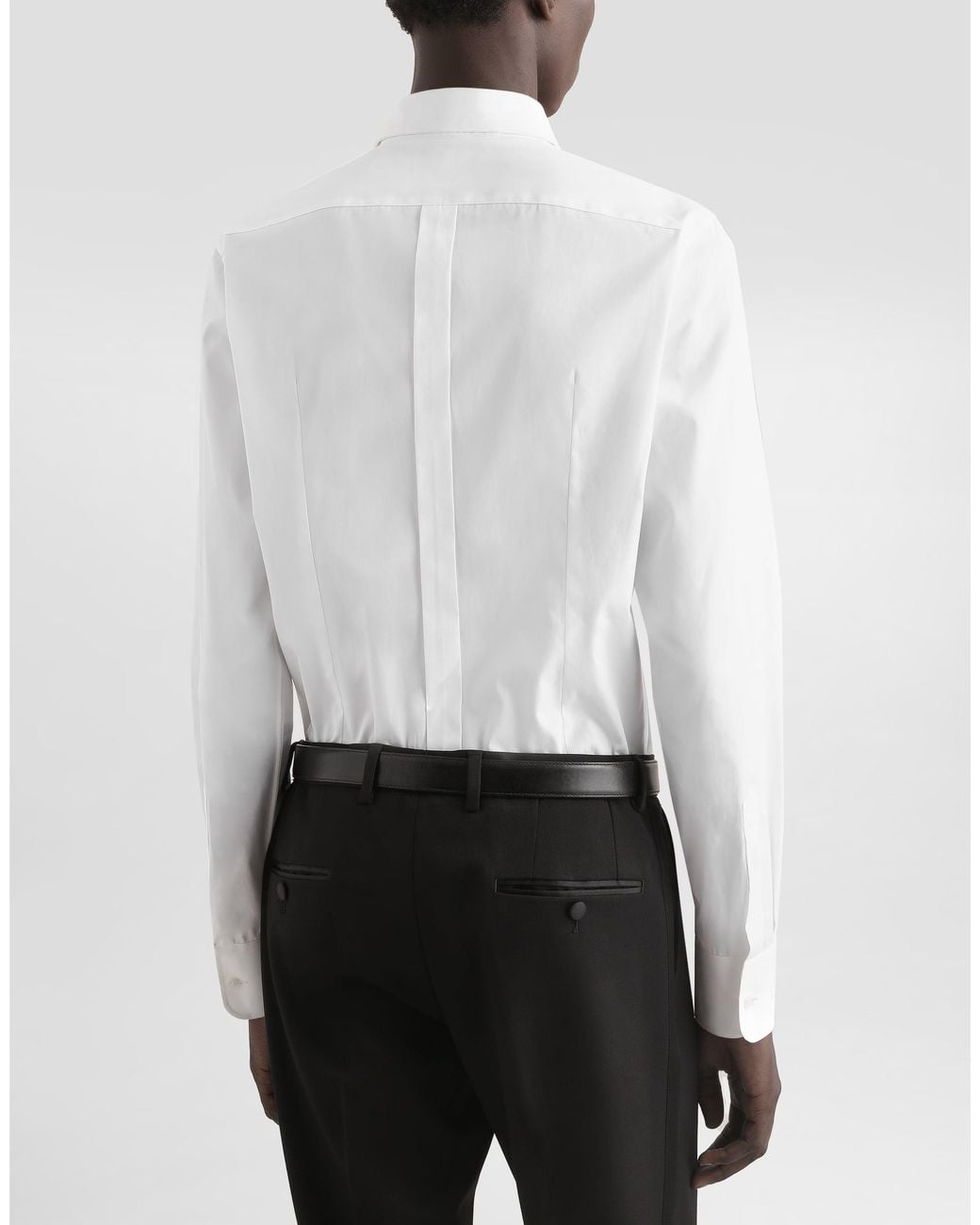 Dolce & Gabbana White Cotton Poplin Tuxedo Shirt for men