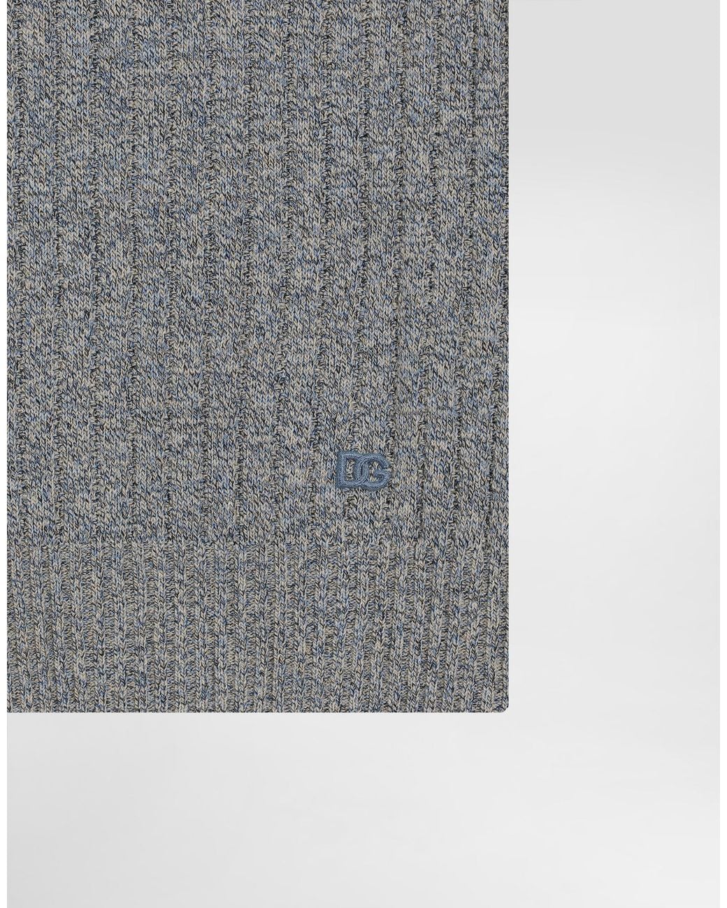Dolce & Gabbana Gray Ribbed Cotton And Linen Polo Shirt for men