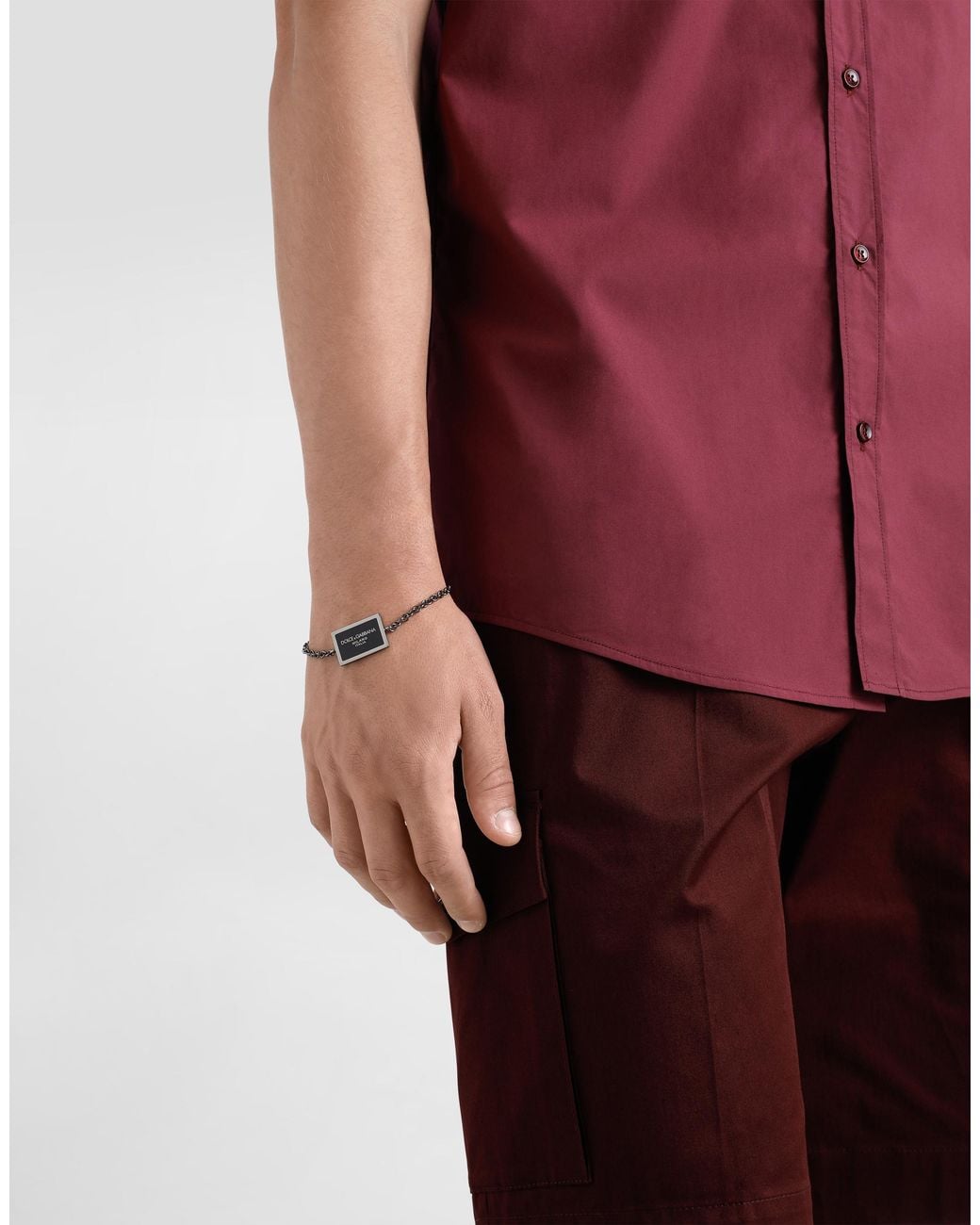 Dolce & Gabbana White Metal Bracelet With Logo for men