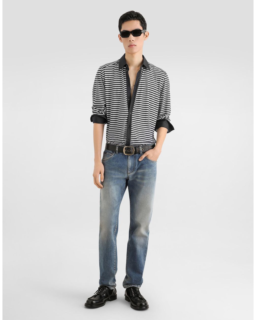 Dolce & Gabbana Multicolor Striped Jersey Shirt for men