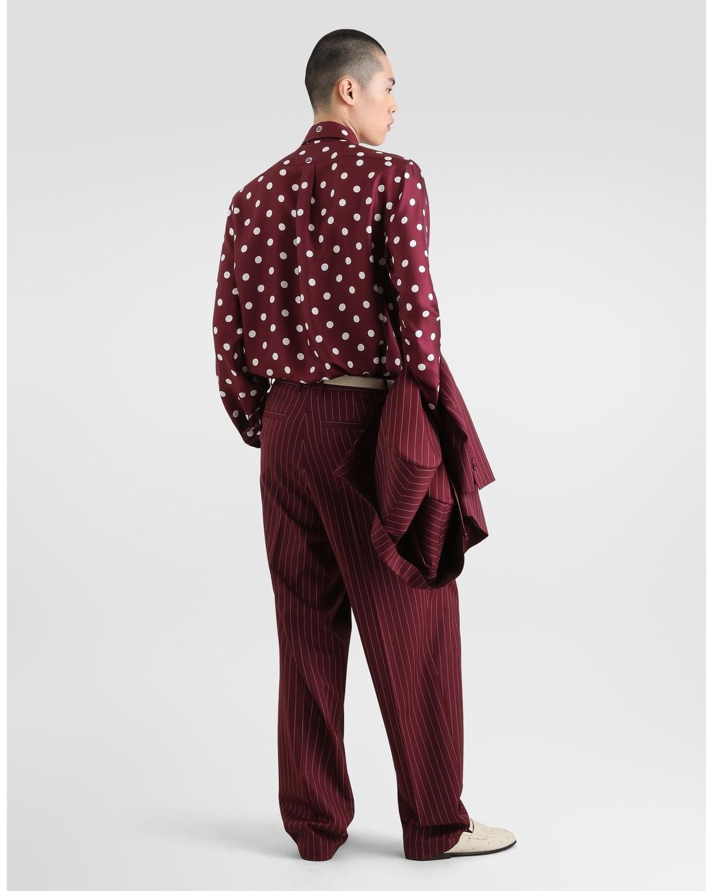 Dolce & Gabbana Red Polka Dot-Print Silk Twill Shirt for men