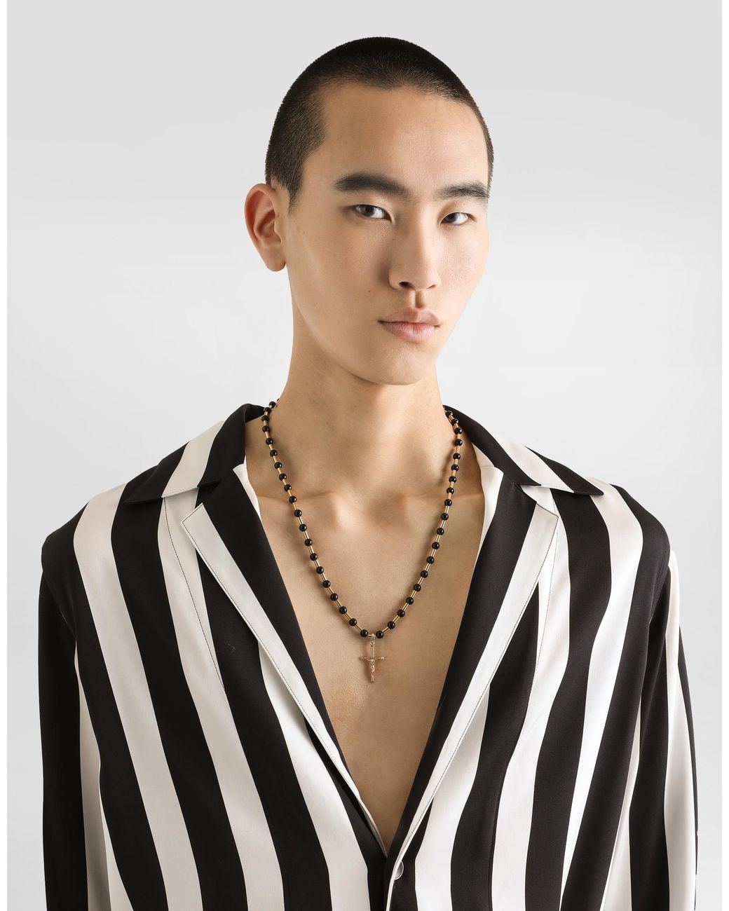 Dolce & Gabbana White Metal Necklace With Logo for men