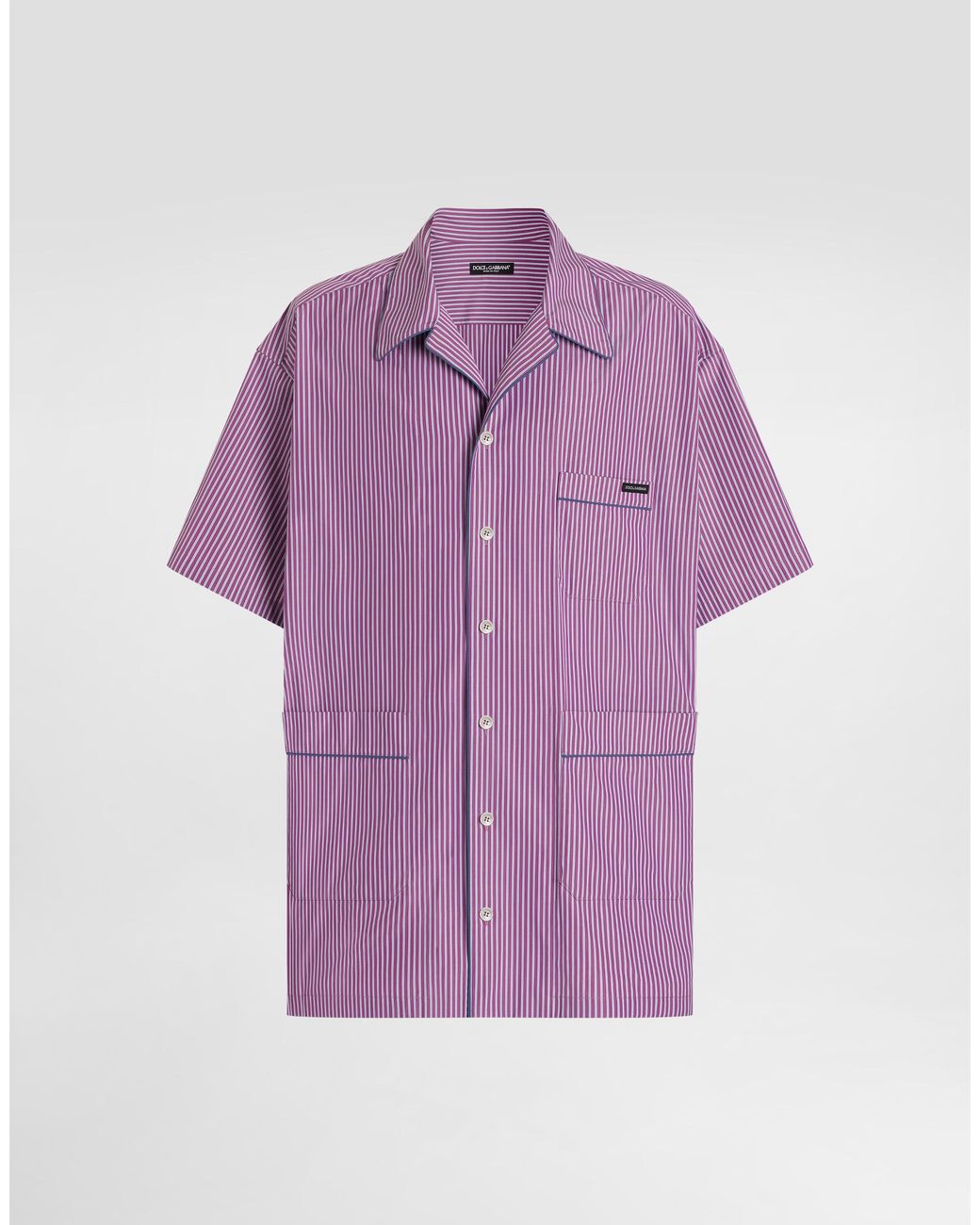 Dolce & Gabbana Purple Hawaii Striped Poplin Shirt for men