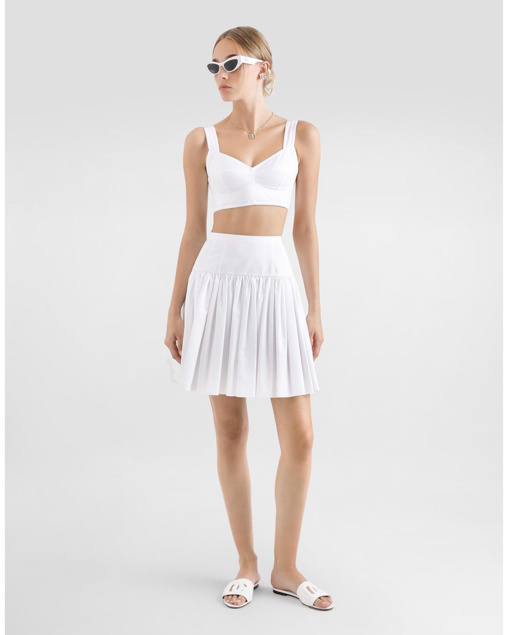 Dolce & Gabbana White Short Cotton Circle Skirt