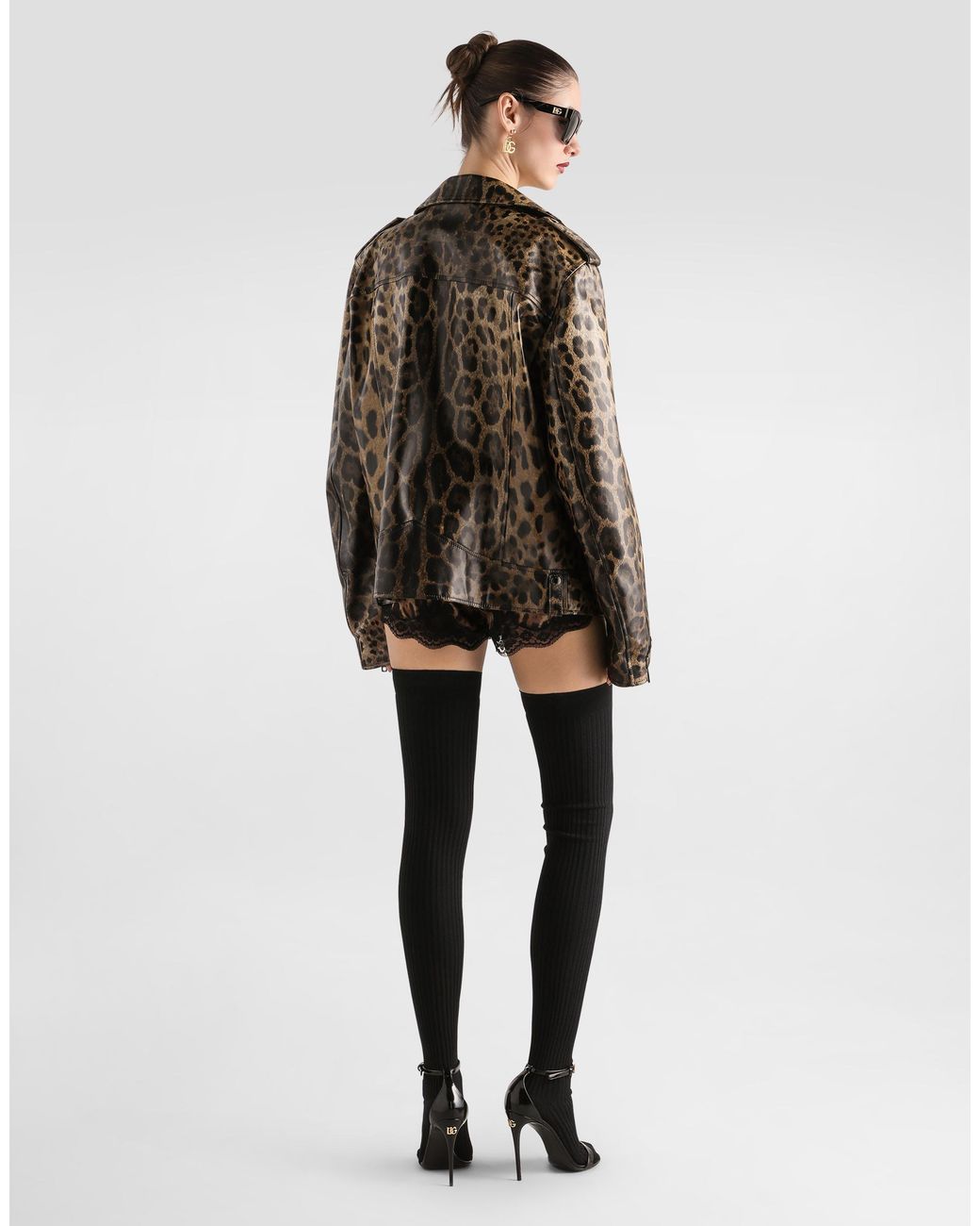 Dolce & Gabbana Brown Leo- Leather Jacket