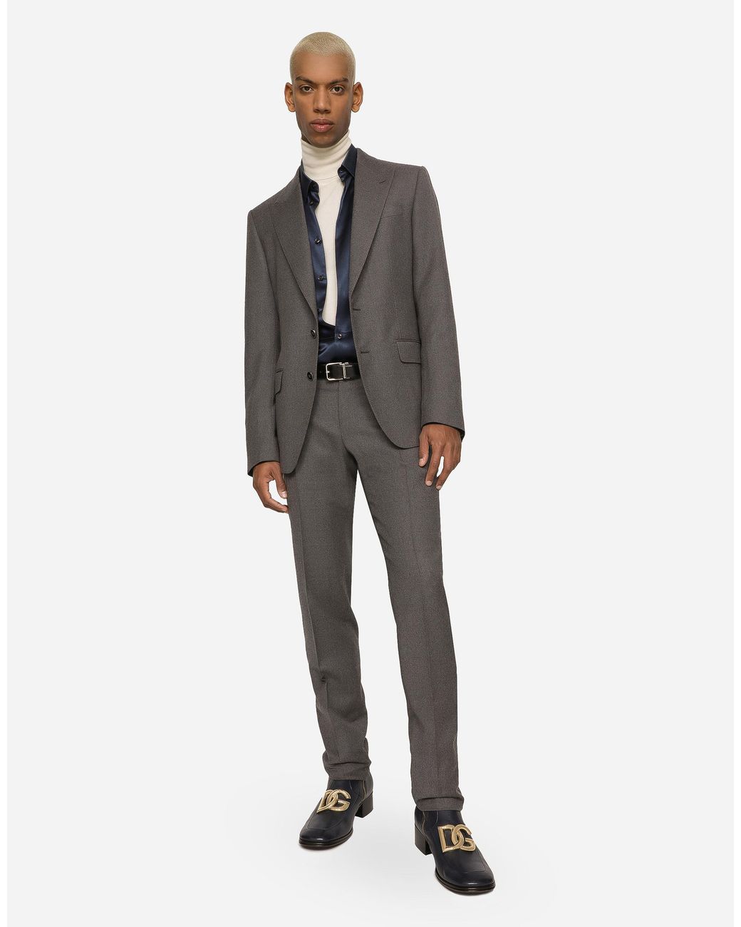 Dolce & Gabbana Gray Single-Breasted Stretch Flannel Sicilia-Fit Jacket for men