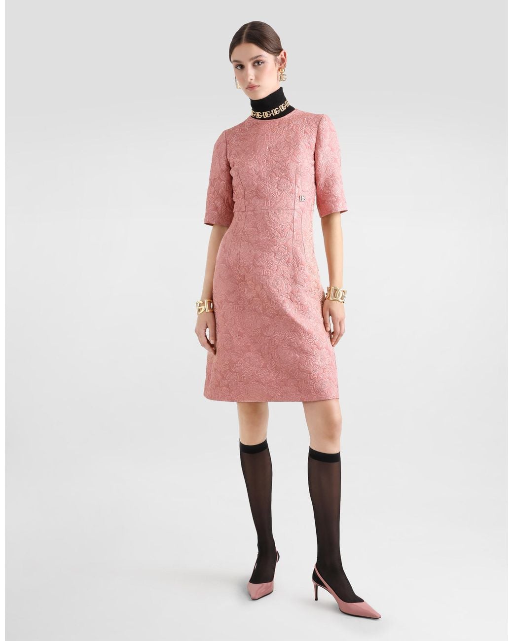 Dolce & Gabbana Pink Fit-And-Flare Midi Dress