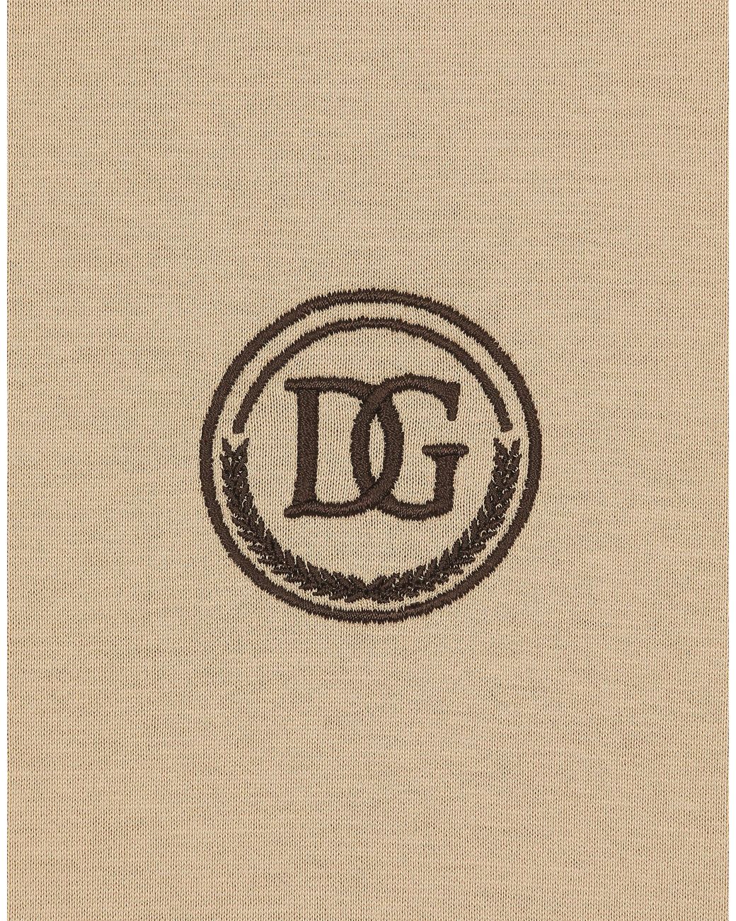 Dolce & Gabbana Natural Short-Sleeved T-Shirt With Dg Embroidery for men