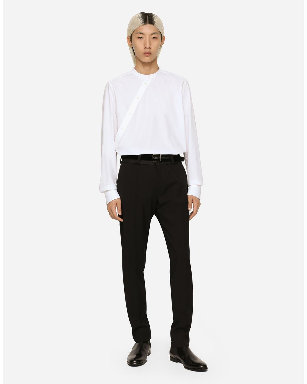 Dolce & Gabbana Black Stretch Wool Pants for men