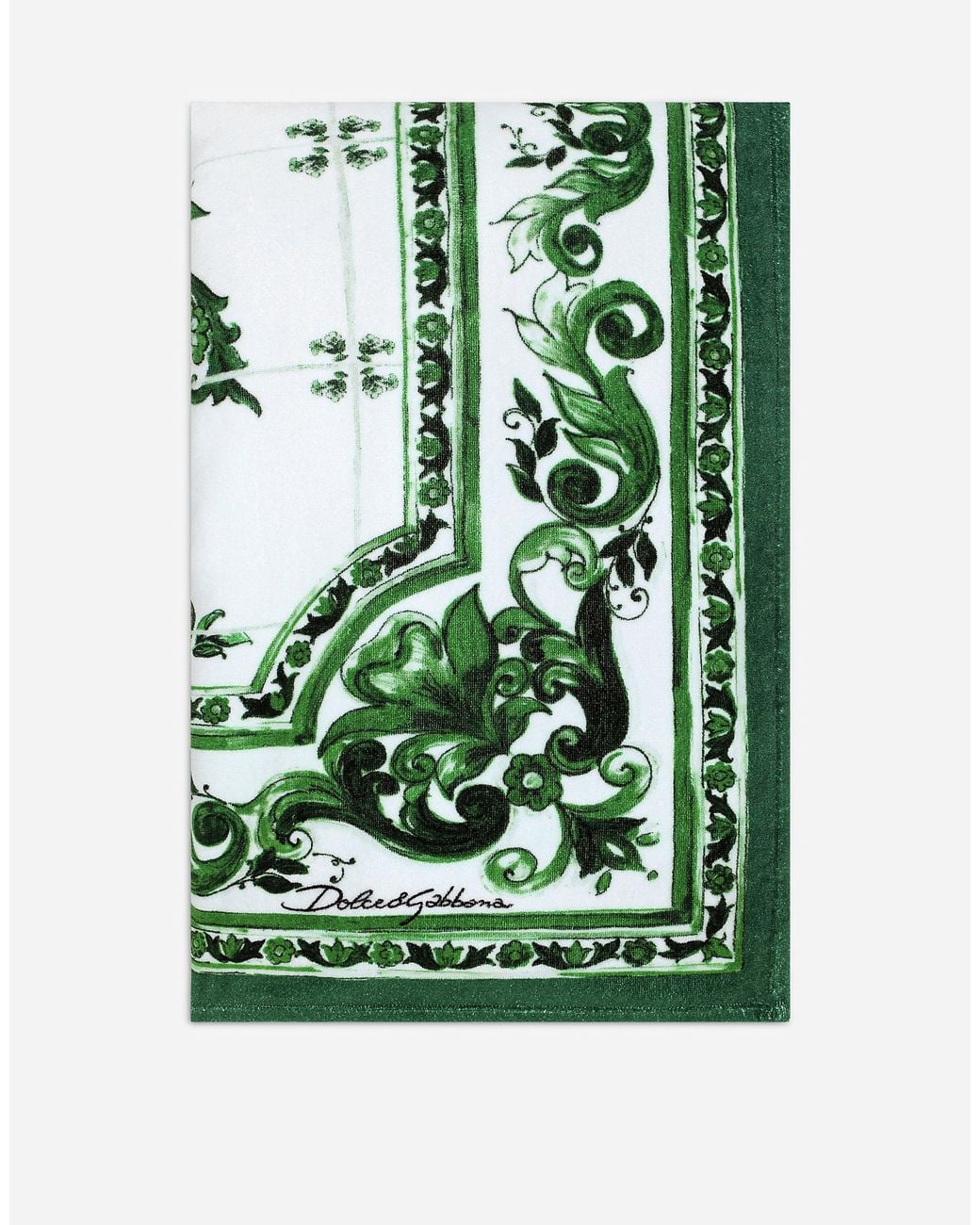Dolce & Gabbana Green Majolica- Cotton Beach Towel (115X185) for men