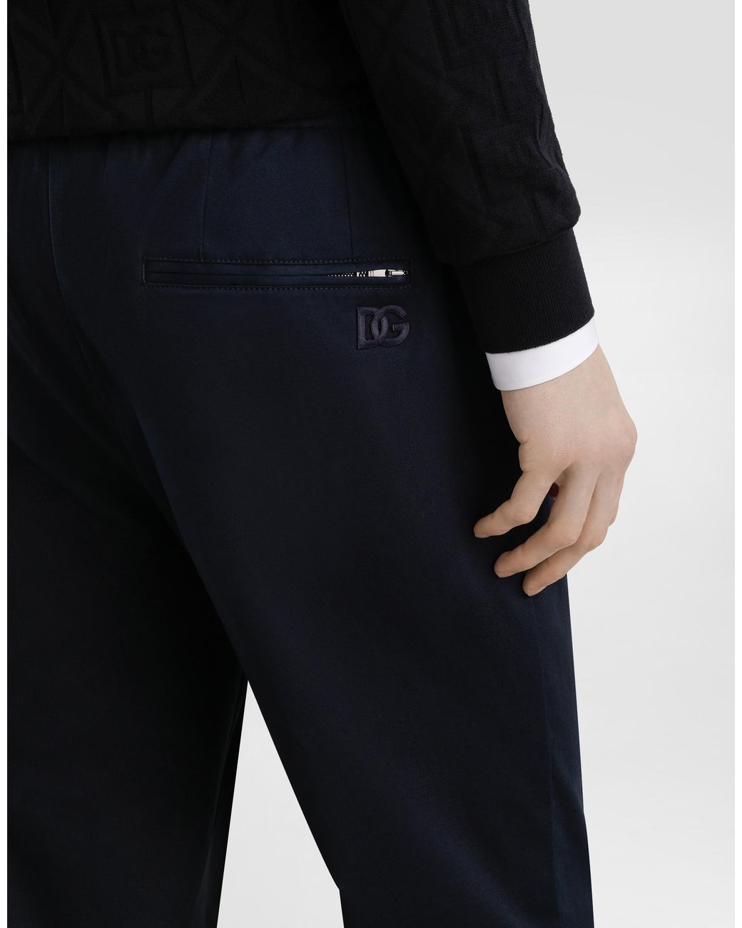 Dolce & Gabbana Stretch Cotton Gabardine Jogging Trousers in Blue für Herren