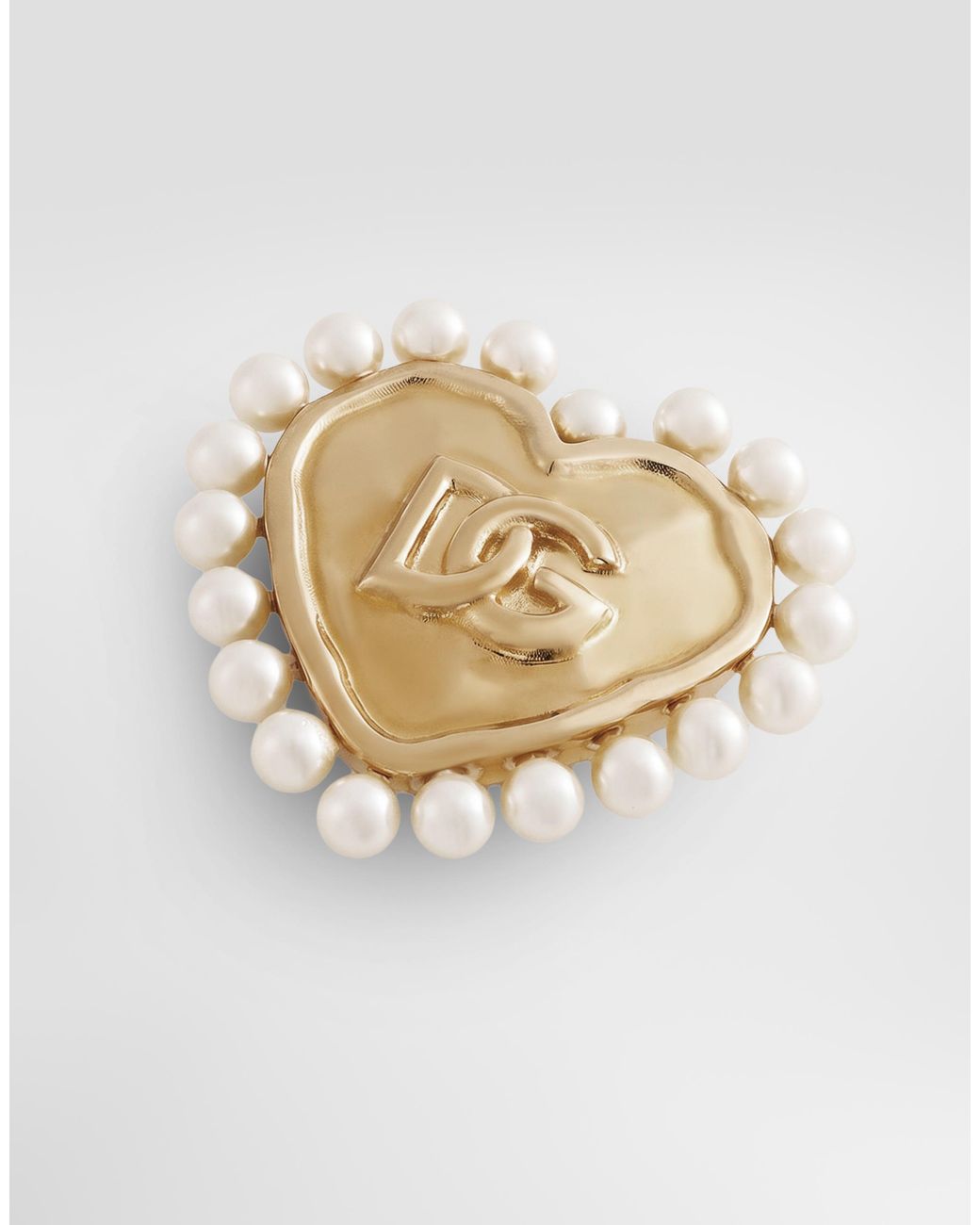 Dolce & Gabbana Metallic Heart Earrings With Beaded Detailing