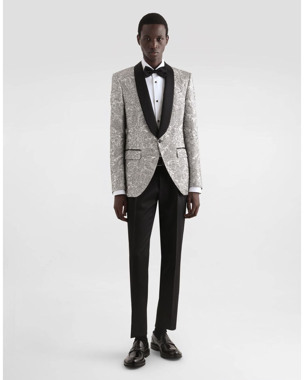 Dolce & Gabbana White Cotton Poplin Tuxedo Shirt for men