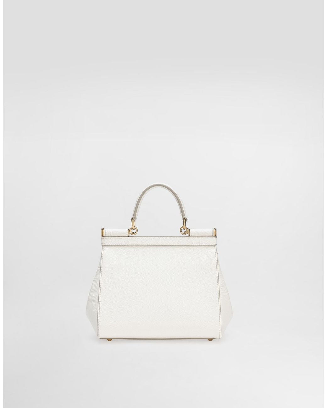 Dolce & Gabbana White Small Dauphine Leather Sicily Bag