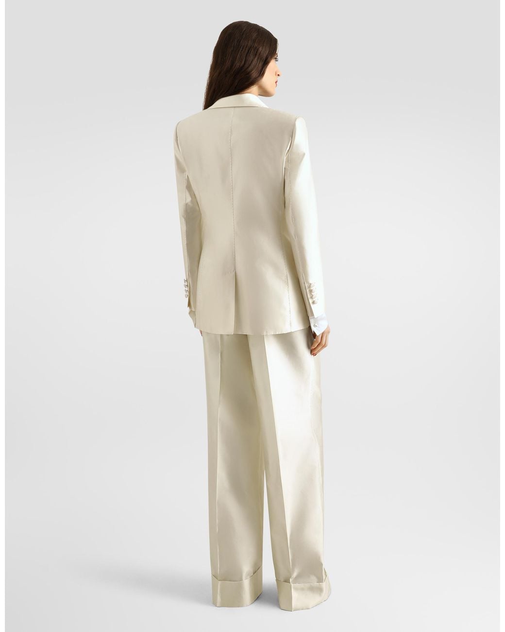 Dolce & Gabbana Natural Single-Breasted Mikado Silk Jacket