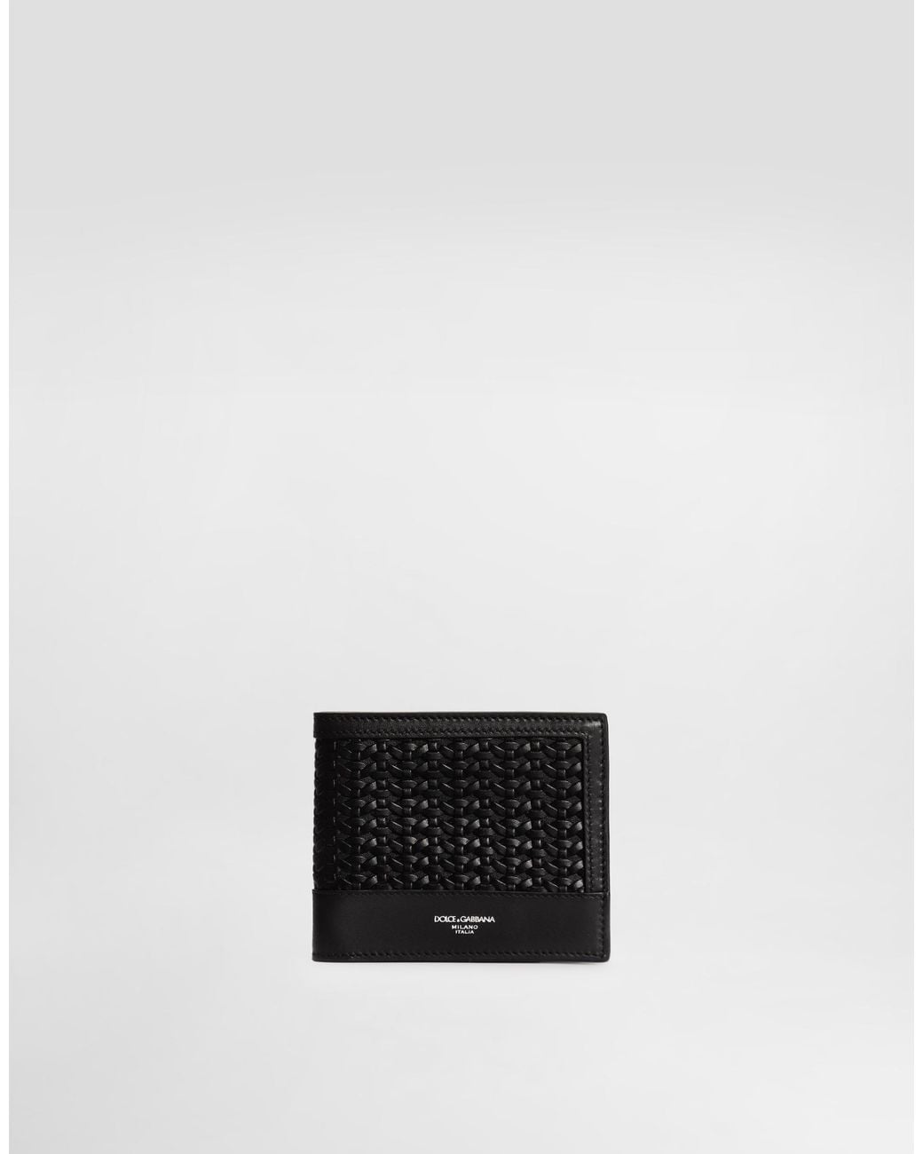 Dolce & Gabbana White Woven Plongé Calfskin Wallet for men