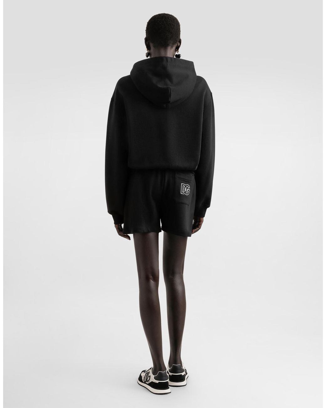 Dolce & Gabbana Black Cotton Sweatshirt With Dg Embroidery