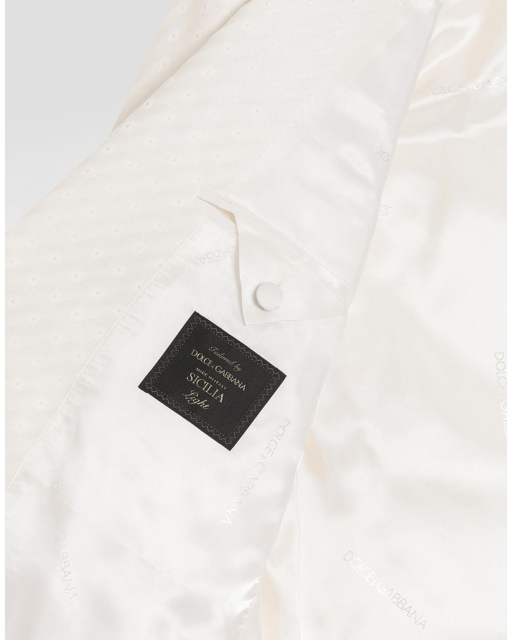 Dolce & Gabbana White Double-Breasted Sicilia Light Jacquard Jacket With Micro Pattern for men