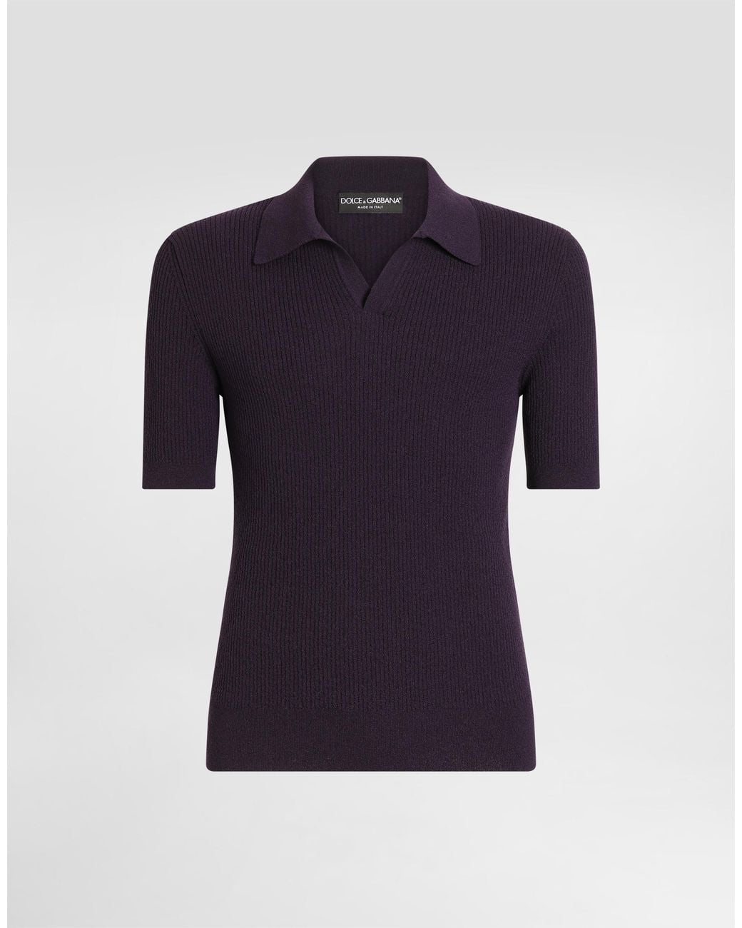 Dolce & Gabbana Blue Rib Knit Polo Shirt for men