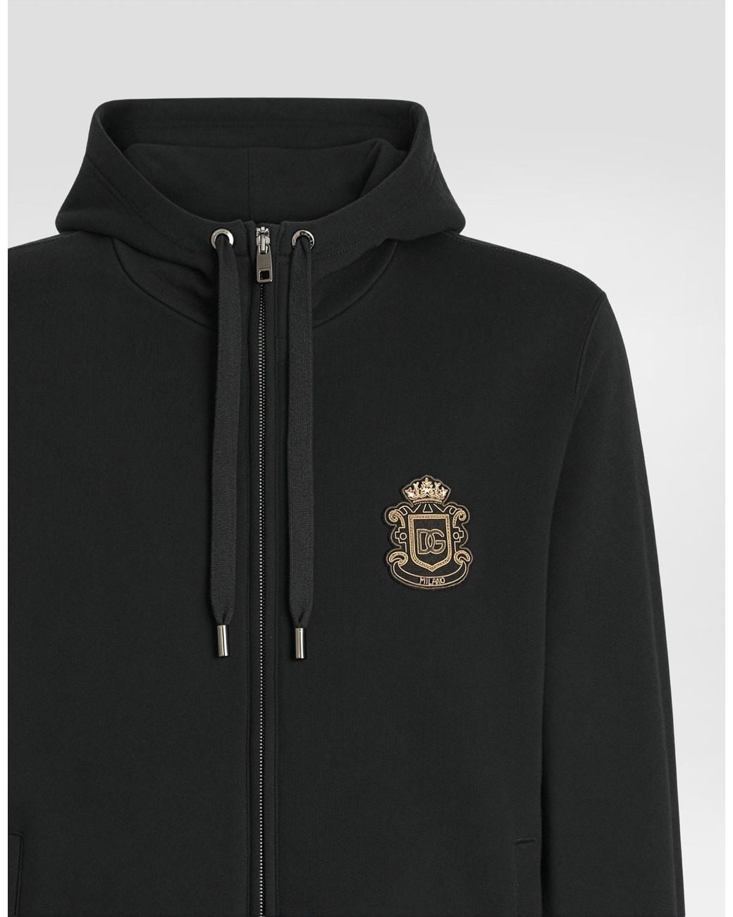 Dolce & Gabbana Black Jersey Sweatshirt With Heraldic Patch for men