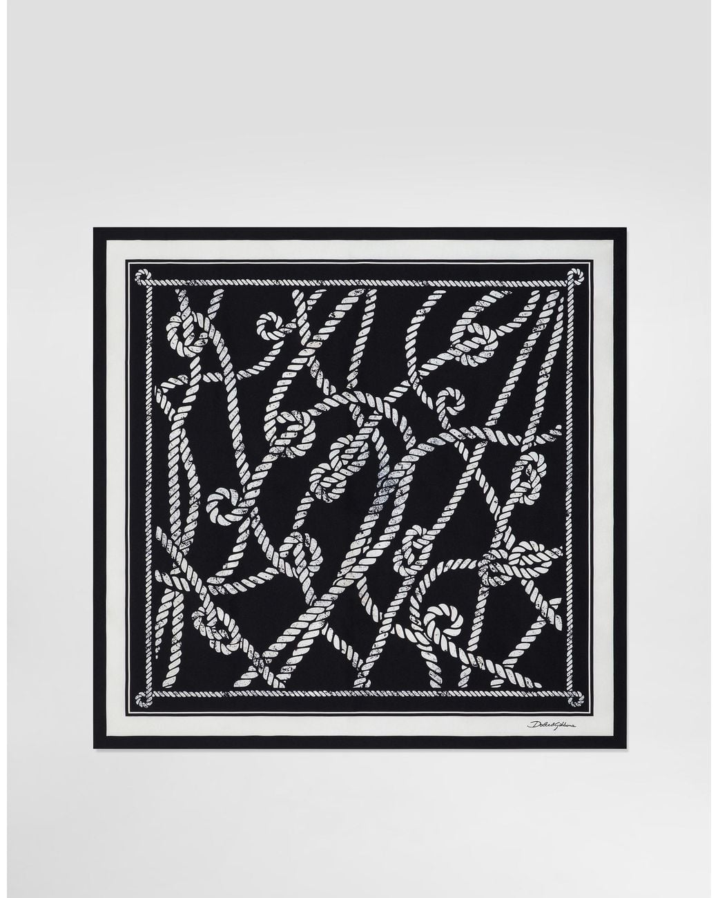 Dolce & Gabbana Black 70X70 Marina-Print Silk Twill Scarf for men