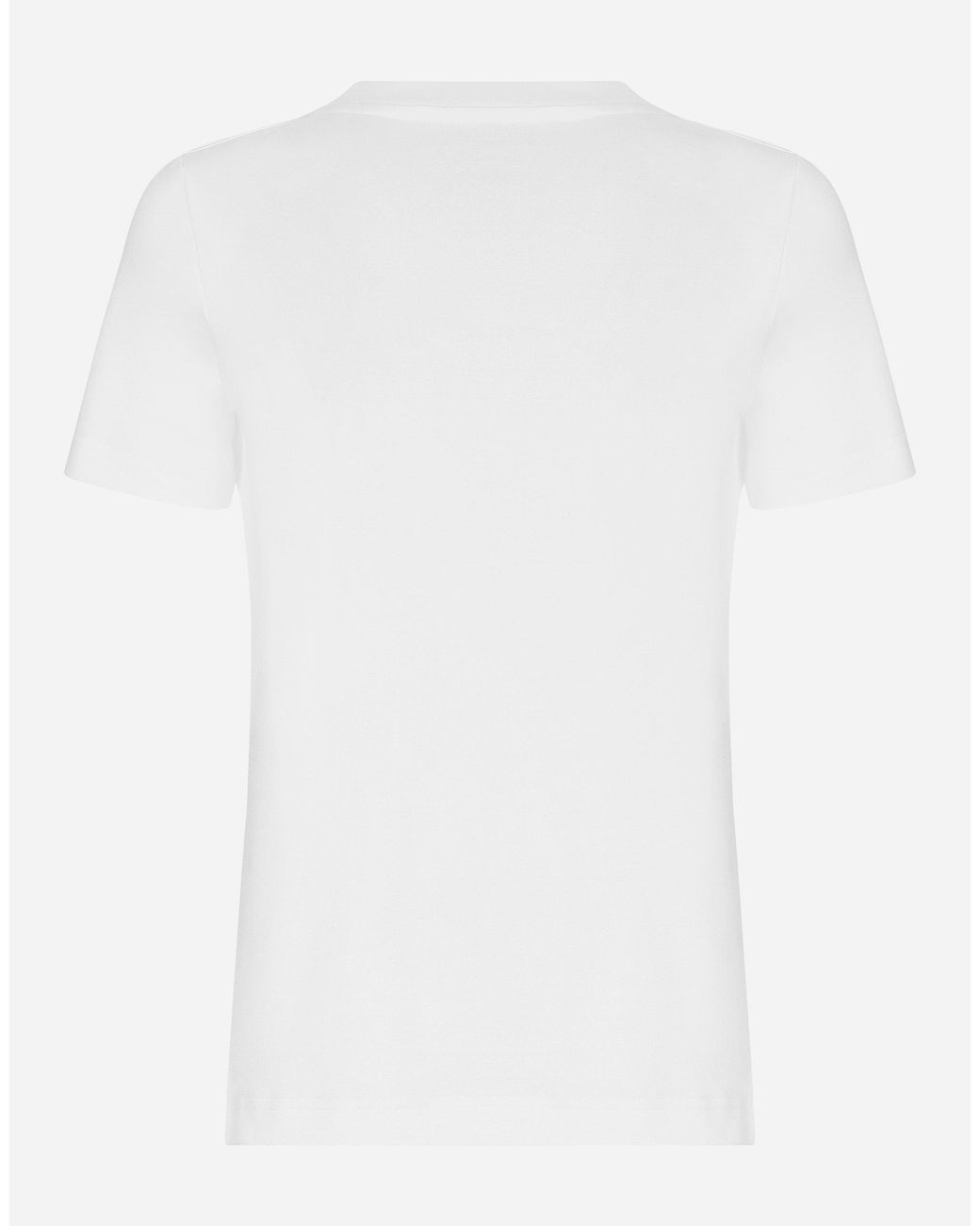 Dolce & Gabbana White T-Shirt Aus Jersey Mit Geflocktem