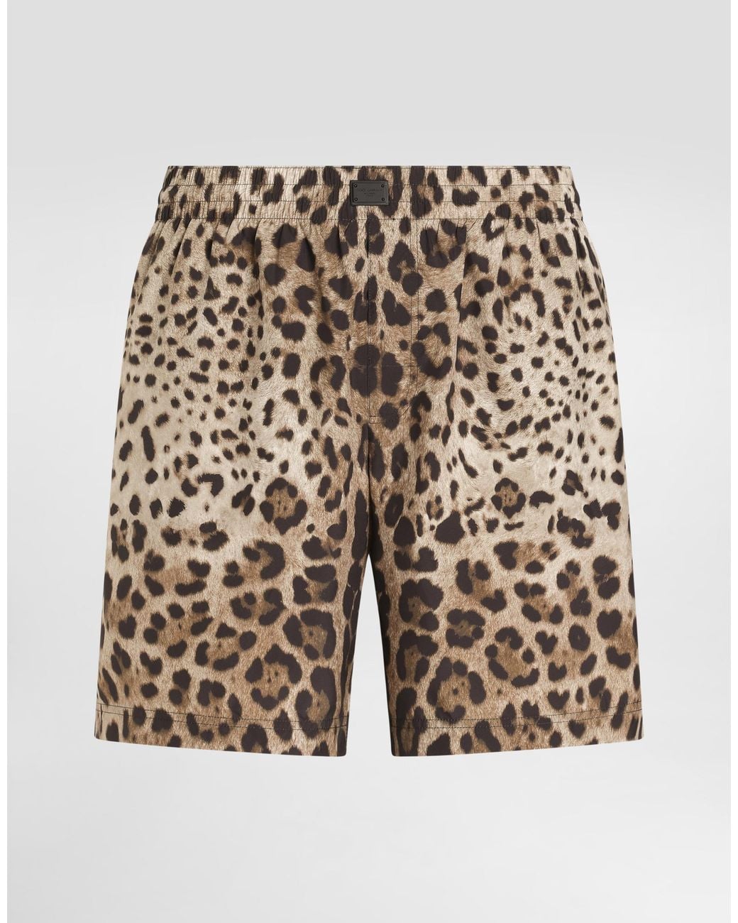 Dolce & Gabbana Brown Mid-Length Swim Trunks With Leopard for men